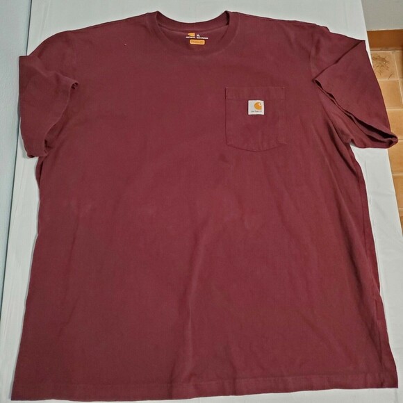 Carhartt Mens XL T-shirt WorkWear Pocket Basic Heavyweight Jersey Knit Maroon - Picture 7 of 9